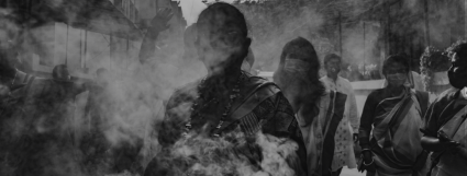 outlines of people in smoke